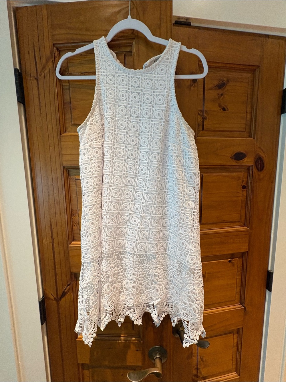 Speechless White Crochet Lace High-Neck Mini Dress